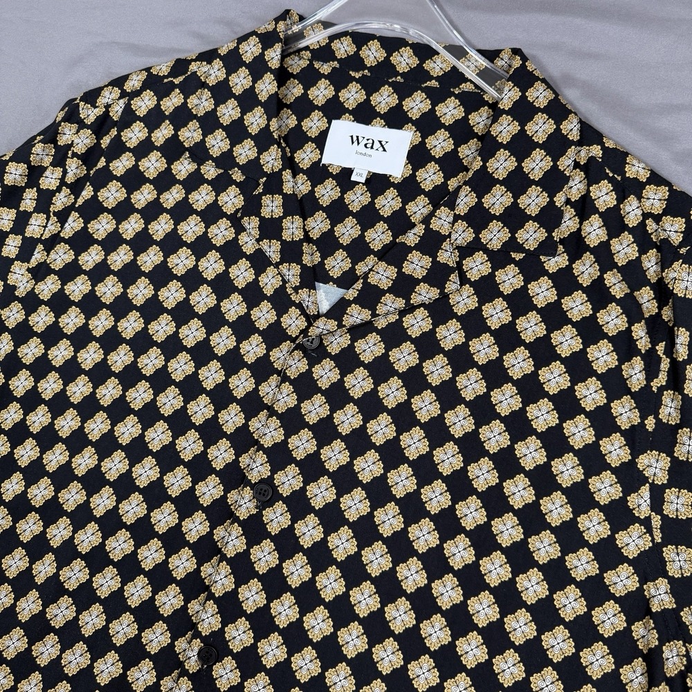 Wax London Didcot Vacation Shirt XXL Amalfi Black Viscose Camp Collar Printed